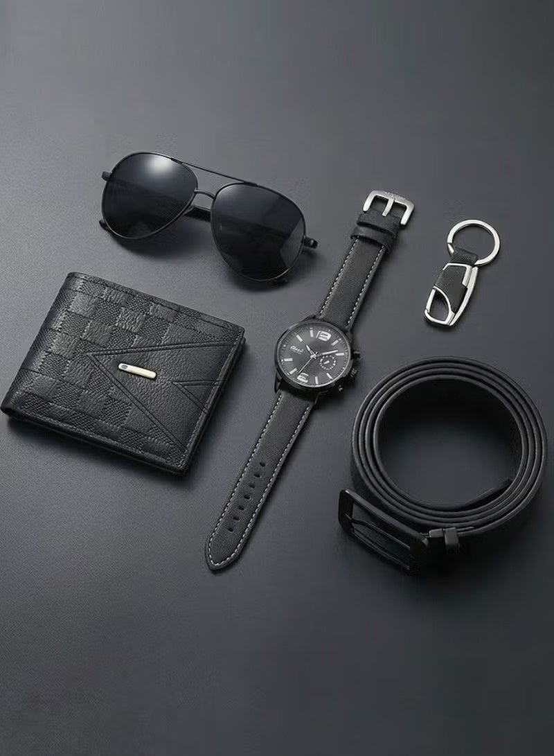 5 أجهزة كمبيوتر شخصية الرجال عيد ميلاد هدية مجموعة مع مربع للرجال الأب هدية مجموعة - ساعة، محفظة، حزام، نظارات شمسية وسلسلة المفاتيح - Image 5